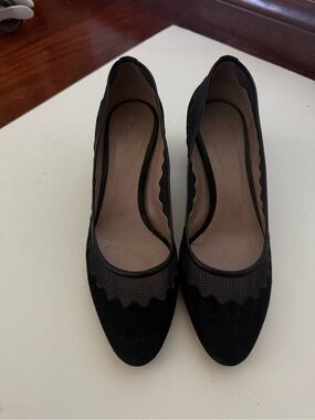 Chloe Black Scalloped Trim Mesh Ballet Flats